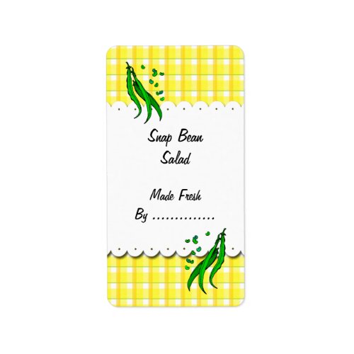 Green Beans Yellow Checks Retro Food Labels