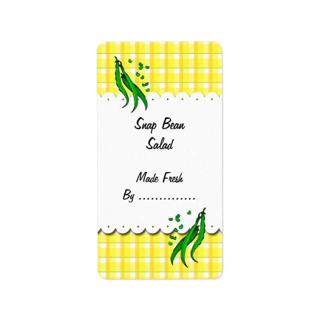 Green Beans Yellow Checks Retro Food Labels (Front)