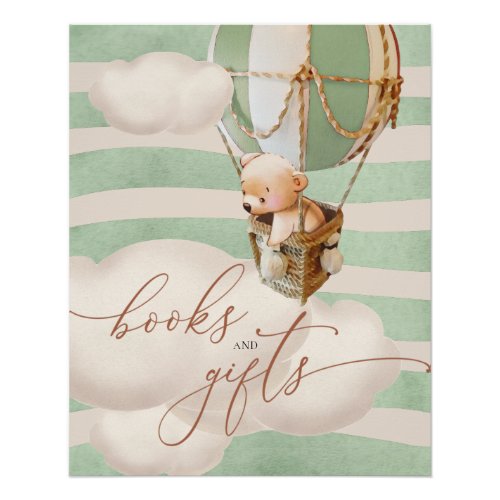 Green Bear Balloon Baby Books and Gifts Poster