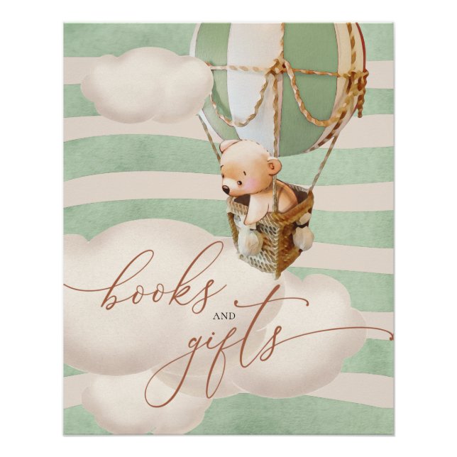 Green Bear Balloon Baby Books and Gifts Poster (Front)