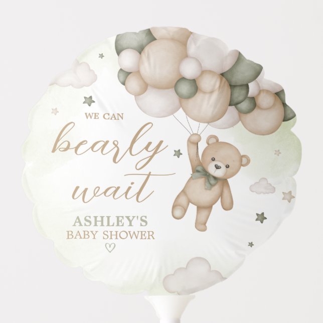 Green Bear Balloon Baby Shower (Front)
