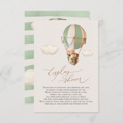 Green Bear Balloon Display Shower Enclosure Card