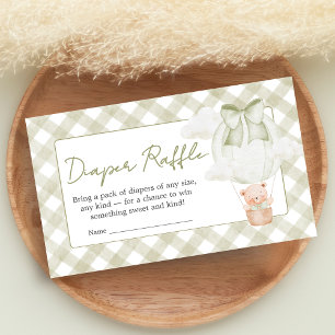 Green Bear Bearly Wait Baby Shower Diaper Raffle Enclosure Card