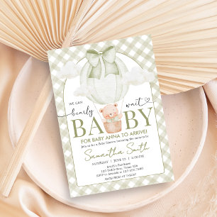 Green Bear Bearly Wait Baby Shower Invitation