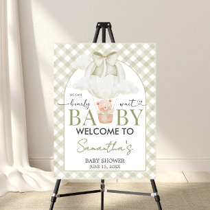 Green Bear Bearly Wait Baby Shower Welcome Sign
