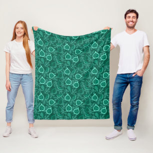 Green beautiful fig fruit pattern fleece blanket
