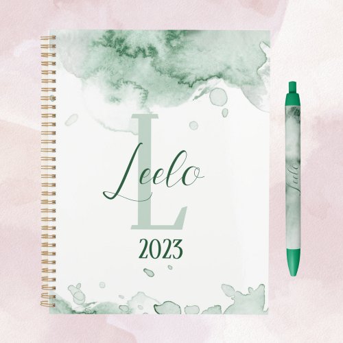 Green Beautiful Watercolor Personalized Daily Planner
