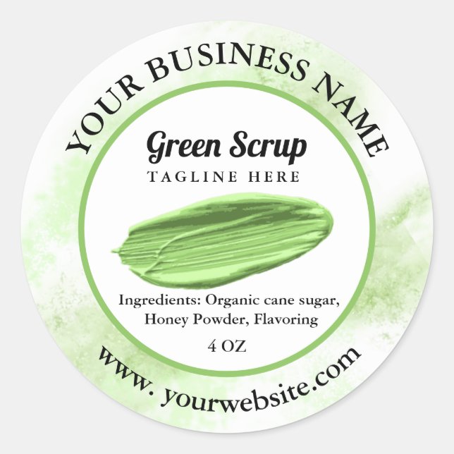 Green beauty product label classic round sticker (Front)
