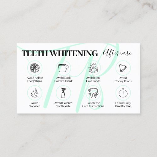 Green Beauty Teeth Whitening Aftercare Tips Business Card