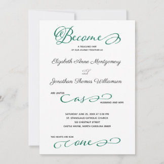 Green Become as One Beach Wedding Invitation