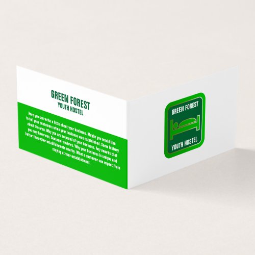 Green Bed Logo Hostel Accommodation Detailed Business Card