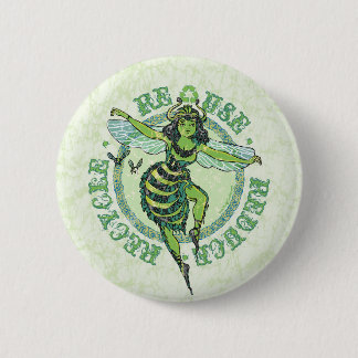 Green Bee Earthday by Mudge Studios Pinback Button