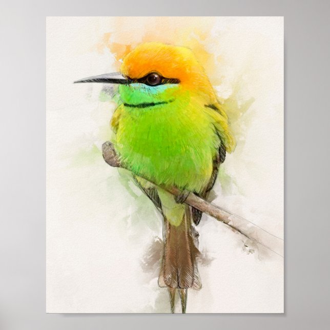 Green Bee-eater Portrait Poster (Front)