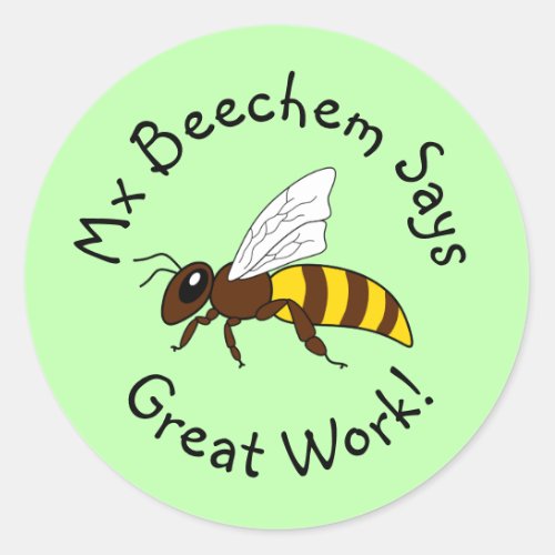 Green Bee Great Work Stickers