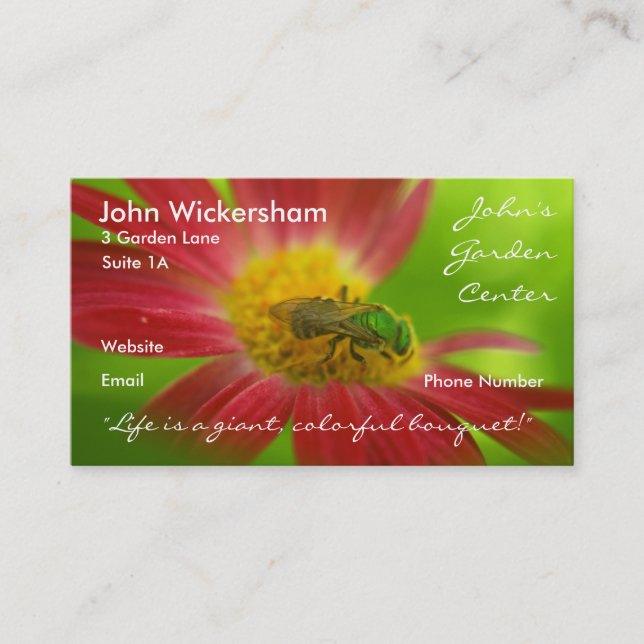 Green Bee & Painted Daisy Business Card (Front)
