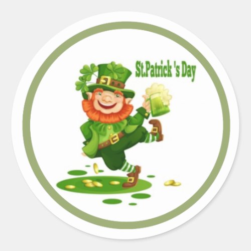 Green Beer And Irish Cheer St Patricks Day Classic Round Sticker
