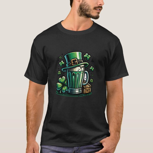 Green Beer and Leprechaun Hat T-Shirt (Front)