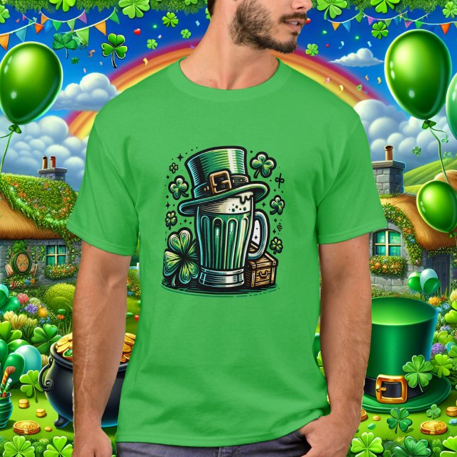 Green Beer and Leprechaun Hat T-Shirt (Creator Uploaded)