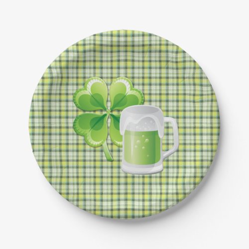 Green Beer and Shamrock St Patricks Paper Plate
