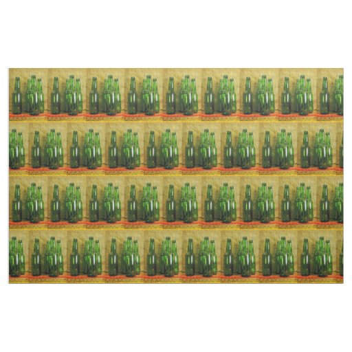 Green Beer Bottles Fabric