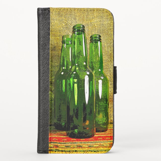 Green Beer Bottles iPhone X Wallet Case