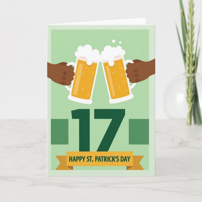 Green Beer Cheers Pattern Card (Front)