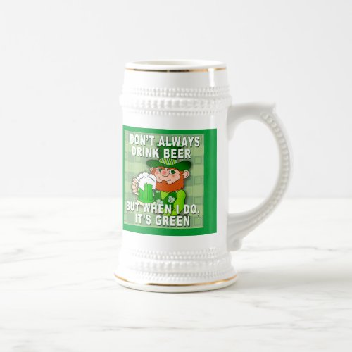 Green Beer for St Patricks Day Meme Humor Beer Stein