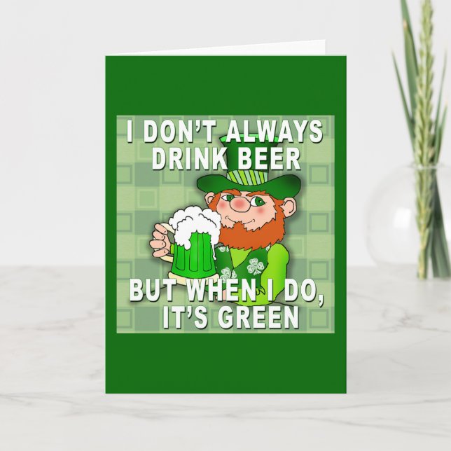 Green Beer for St Patricks Day Meme Humor Card (Front)