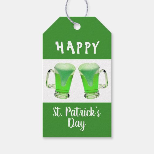 Green Beer Glass Happy St Patricks day Gift Tags