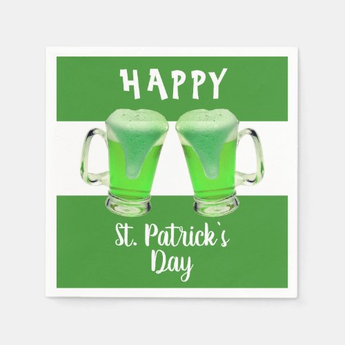 Green Beer Glass Happy St Patricks day Party Napkins