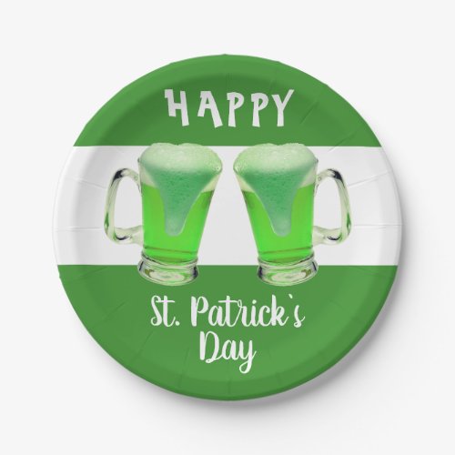 Green Beer Glass Happy St Patricks day Plates