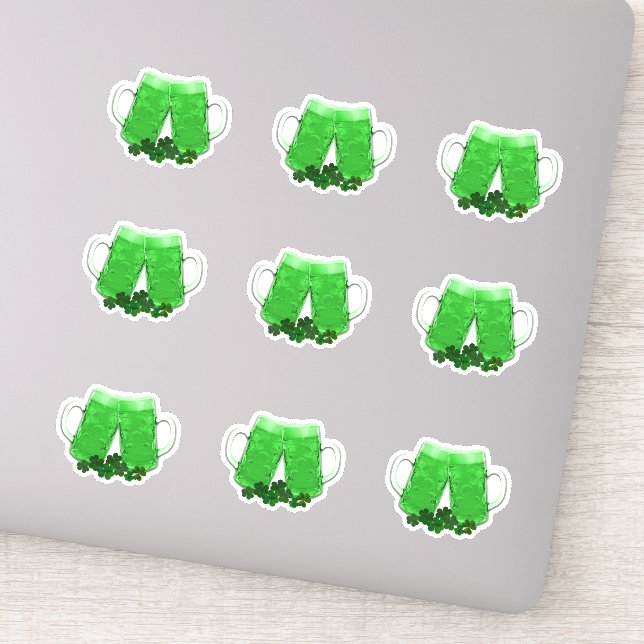 Green Beer Irish Shamrocks St. Patricks Day  Sticker (Detail)
