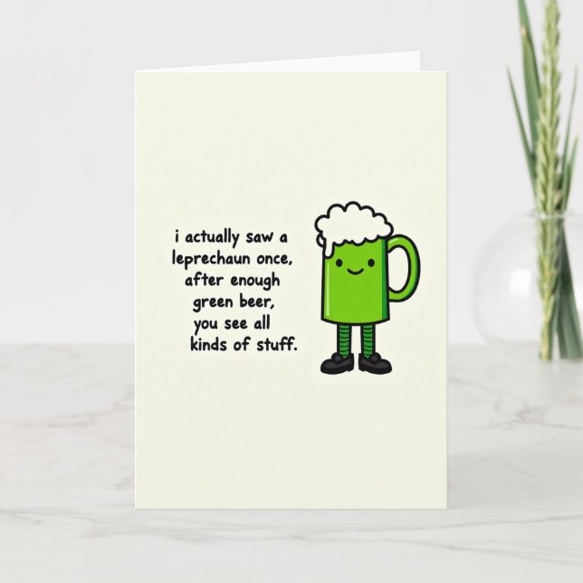 Green Beer Leprechaun Card (Front)