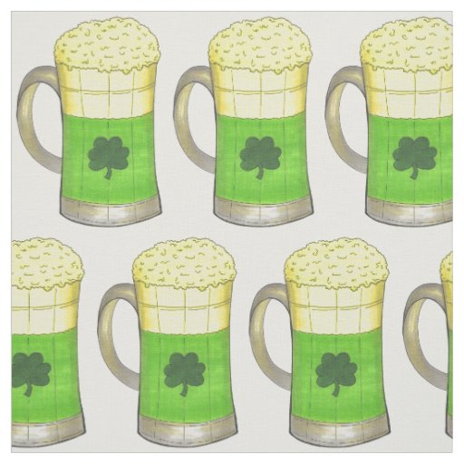 Green Beer Mug Shamrock Clover St. Patrick's Day Fabric