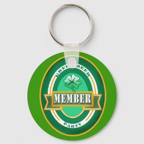 Green Beer Party Member Keychain