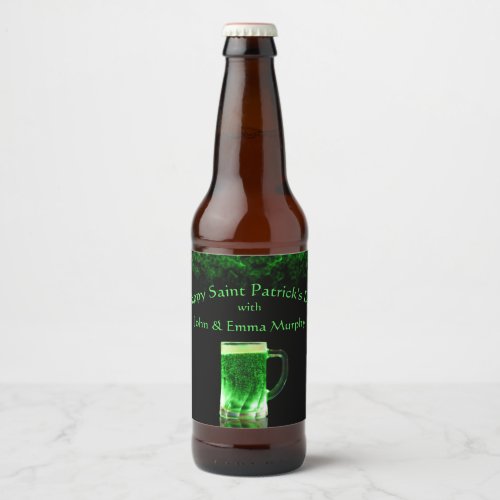 Green Beer Saint Patricks Day Personalized Beer Bottle Label