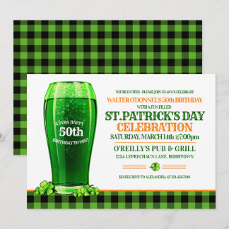 Green Beer St. Patricks Day Adult Birthday Party Invitation