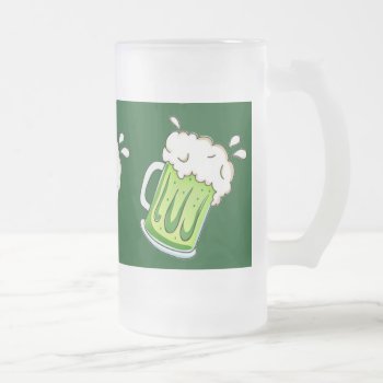 Green Beer St. Patrick's Day Frosted Glass Beer Mug by Angharad13 at Zazzle