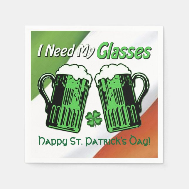 Green Beer St. Patrick's Day Irish Flag Napkins (Front)