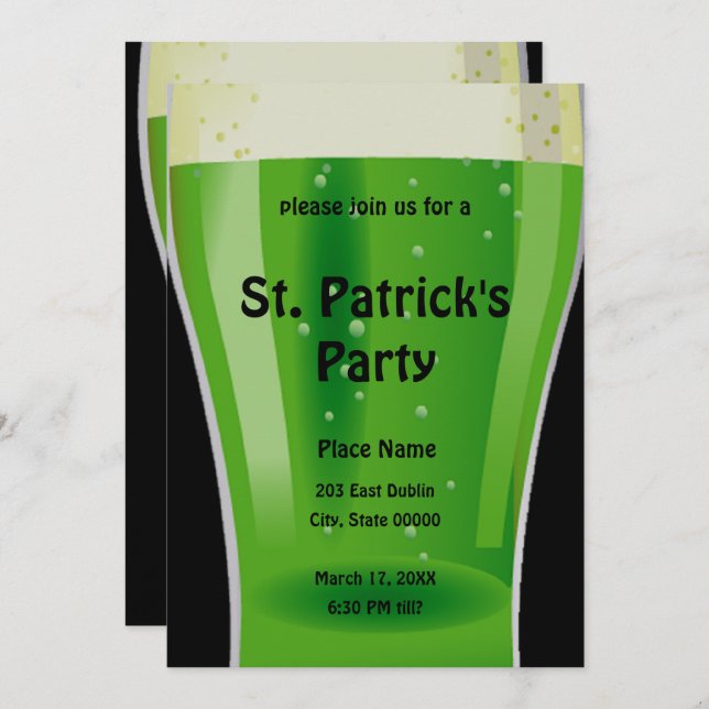 Green Beer St. Patrick's Day Party Invitation (Front/Back)