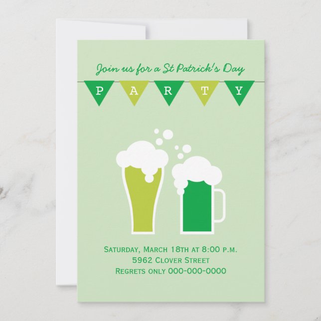 Green Beer St Patrick's Day Party Invitation (Front)