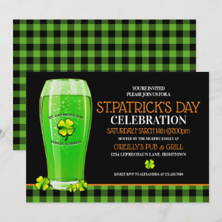 Green Beer St. Patricks Day Party Invitations