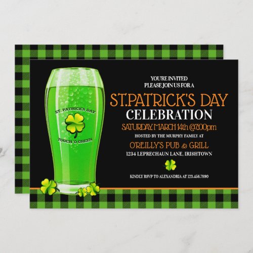 Green Beer St Patricks Day Party Invitations