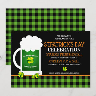 Green Beer St. Patricks Day Party Invitations