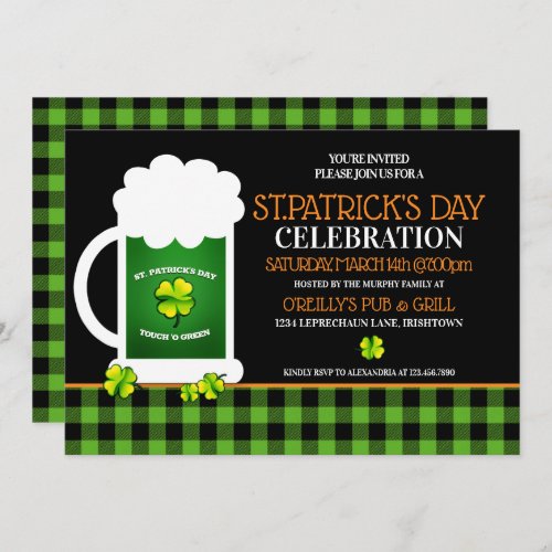 Green Beer St Patricks Day Party Invitations