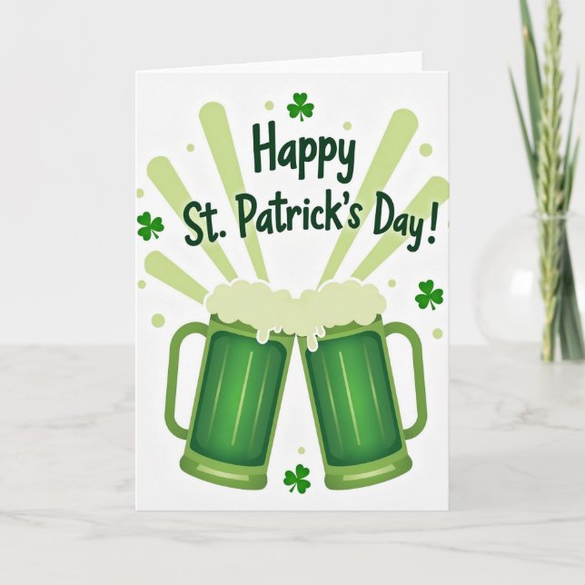 Green Beer Toast Pattern Card (Front)