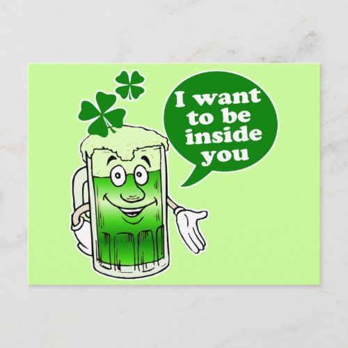 Green beer wants to be inside you postcard