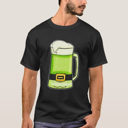 Green Beer With Black Belt On St Patricks Day T_Shirt