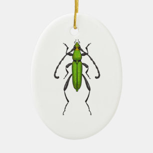 Green beetle ceramic ornament