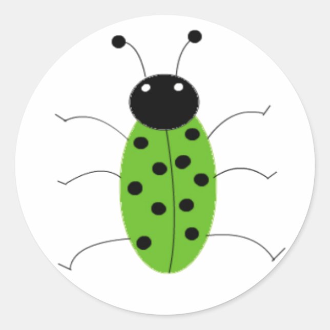 Green Beetle Classic Round Sticker (Front)